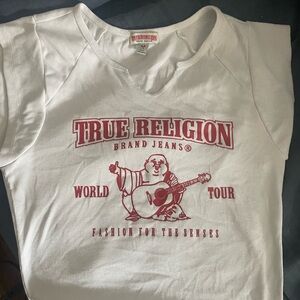 True Religion Red and White Label Tee